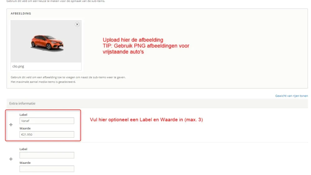 Submenugrid met kleine een afbeelding per sub-item (breed)